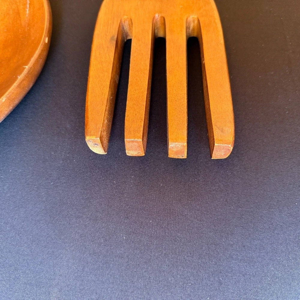 VTG‎ Extra Large Wood Fork Spoon Carved Tiki Totem Mid Century Decor Kitchen 22